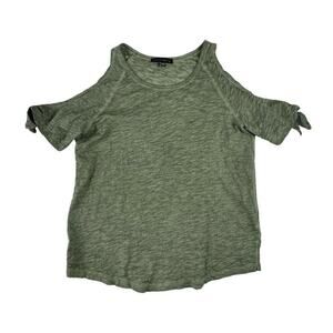 Sanctuary Lou Bare Shoulder Tee Cadet Olive Green Sz Small